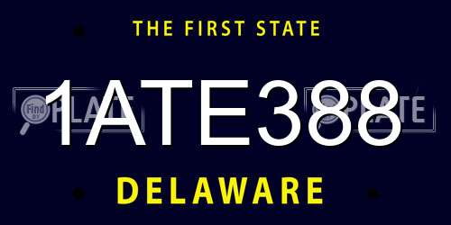 1ATE388 Delaware License Plate