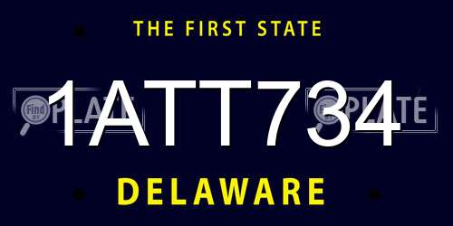 1ATT734 Delaware License Plate