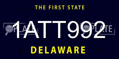 1ATT992 Delaware License Plate