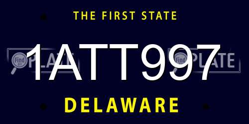 1ATT997 Delaware License Plate
