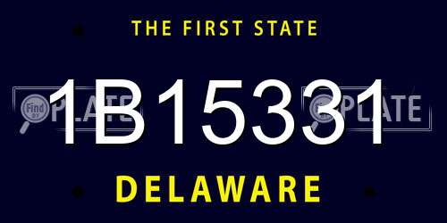 1B15331 Delaware License Plate