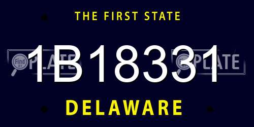 1B18331 Delaware License Plate