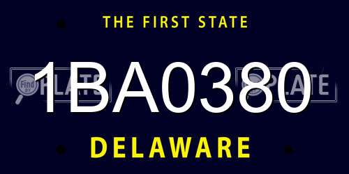 1BA0380 Delaware License Plate