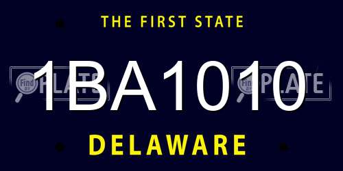 1BA1010 Delaware License Plate