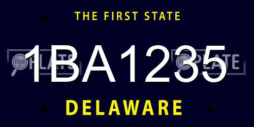 1BA1235 Delaware License Plate