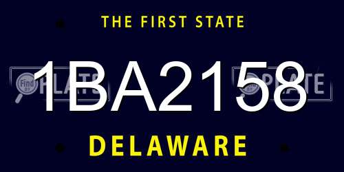 1BA2158 Delaware License Plate