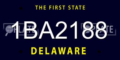 1BA2188 Delaware License Plate