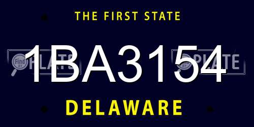 1BA3154 Delaware License Plate