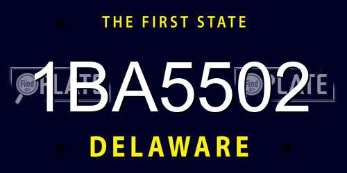 1BA5502 Delaware License Plate