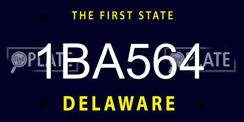 1BA564 Delaware License Plate