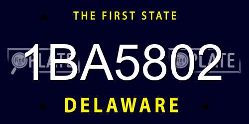 1BA5802 Delaware License Plate