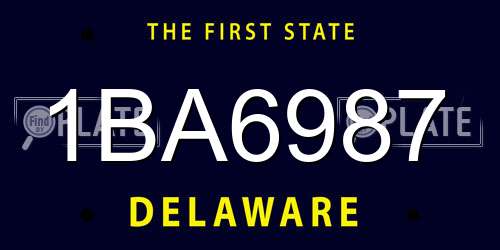 1BA6987 Delaware License Plate