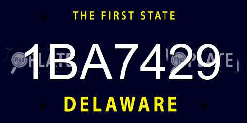 1BA7429 Delaware License Plate