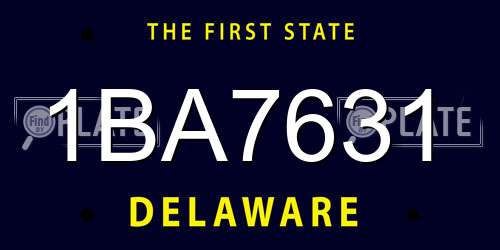 1BA7631 Delaware License Plate