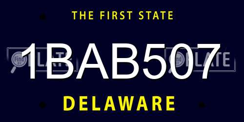 1BAB507 Delaware License Plate