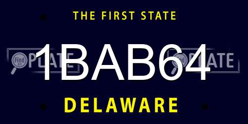 1BAB64 Delaware License Plate
