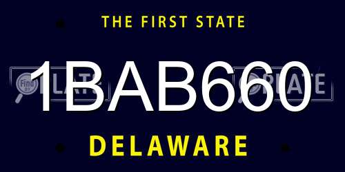 1BAB660 Delaware License Plate