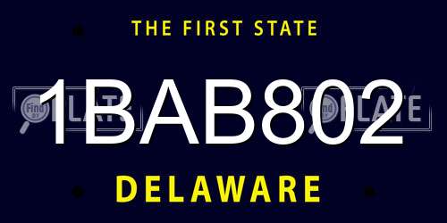 1BAB802 Delaware License Plate