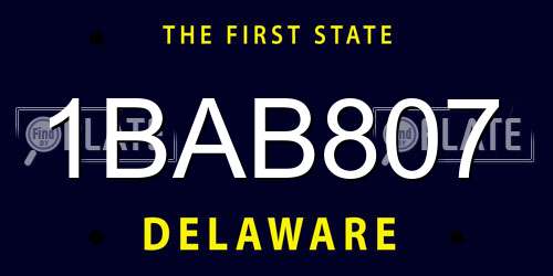 1BAB807 Delaware License Plate