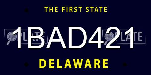 1BAD421 Delaware License Plate