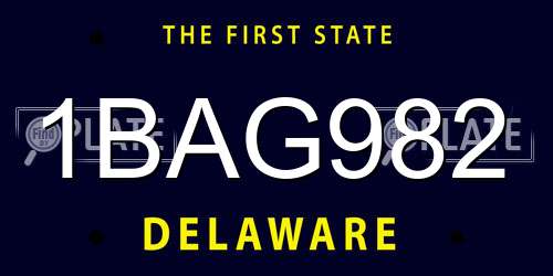 1BAG982 Delaware License Plate