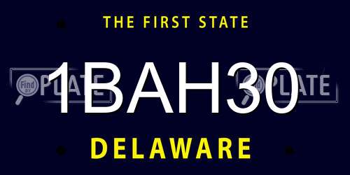 1BAH30 Delaware License Plate