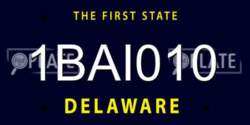 1BAI010 Delaware License Plate