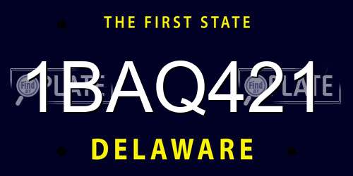 1BAQ421 Delaware License Plate