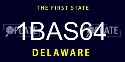 1BAS64 Delaware License Plate