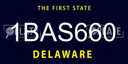 1BAS660 Delaware License Plate