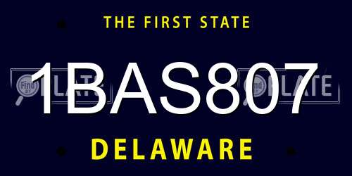 1BAS807 Delaware License Plate