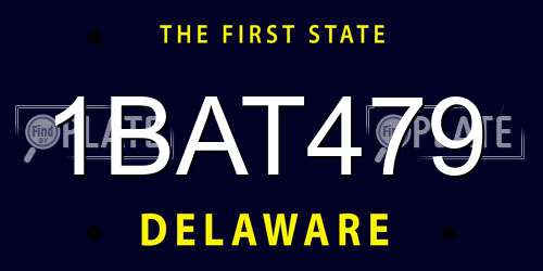 1BAT479 Delaware License Plate