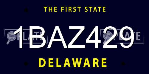 1BAZ429 Delaware License Plate