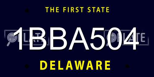 1BBA504 Delaware License Plate