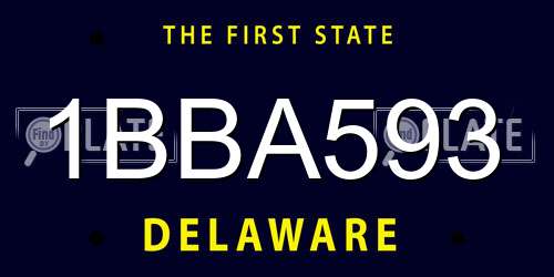 1BBA593 Delaware License Plate