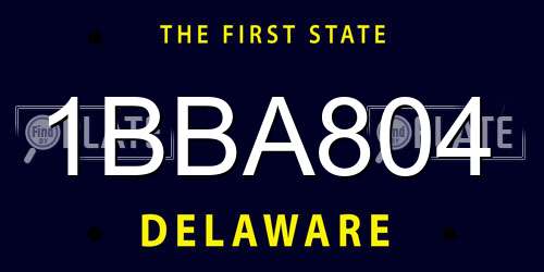 1BBA804 Delaware License Plate