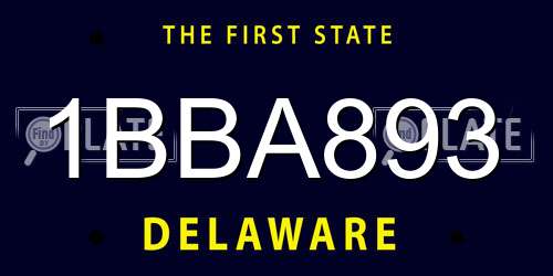 1BBA893 Delaware License Plate