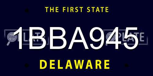 1BBA945 Delaware License Plate