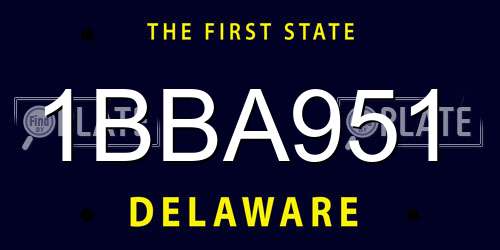 1BBA951 Delaware License Plate