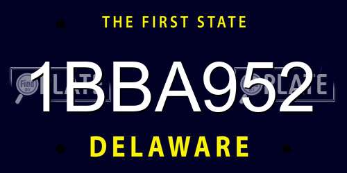 1BBA952 Delaware License Plate