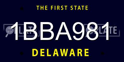 1BBA981 Delaware License Plate