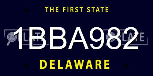 1BBA982 Delaware License Plate