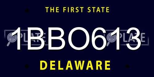 1BBO613 Delaware License Plate
