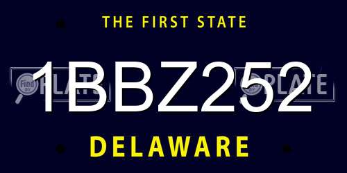1BBZ252 Delaware License Plate