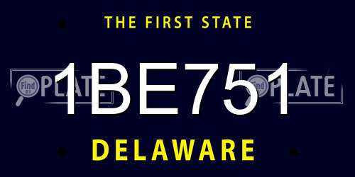 1BE751 Delaware License Plate