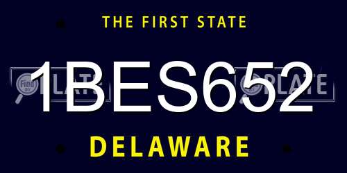 1BES652 Delaware License Plate