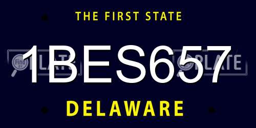 1BES657 Delaware License Plate