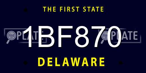 1BF870 Delaware License Plate