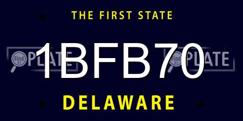 1BFB70 Delaware License Plate