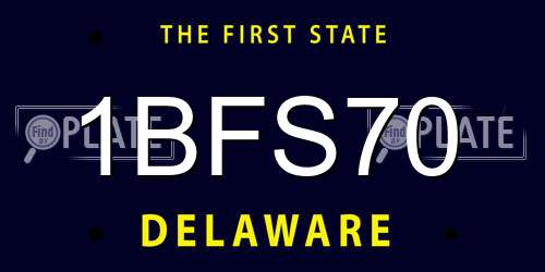 1BFS70 Delaware License Plate